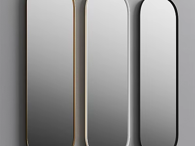 Modern Rectangular Mirrors With Gold White Black Frames On Gray Wall 3d model