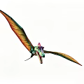 Pterosaur Themed Ornament Decor Set Flying In Mountainous Landscape With Clouds