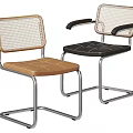 Modern Dining Chairs With Brown Black Leather Seats Mesh Backrests And Metal Frames