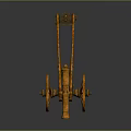 Vintage Military Cannon Weapon With Large Wooden Wheels And Rustic Metal Finish