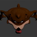 3D Cartoon Wolf Game Movie Character With Fierce Expression Sharp Teeth And Red Tongue