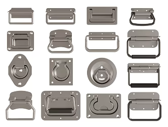 Folding handle latch pull ring door handle carrying ring metal hardware 3d model