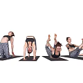 Multiple People Practicing Yoga Poses On Mats With Human Engine Design
