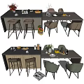 Modern Dining Table and Chair Combination Dining Table and Chair Dining Table Bar Combination Bar and Chair 3d model
