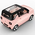 Pink Compact Car With Round Headlights And Black Roof Modern Design