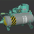 Portable Industrial Air Compressor With Tank Yellow Black Stripes And Wheels