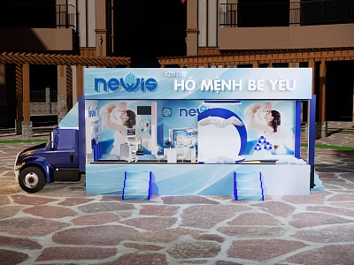 Nevie Commercial Equipment Mobile Booth With Truck And Outdoor Product 3d model