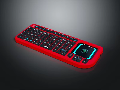 Functional Red Keyboard with Built in Screen and Multimedia Keys Electronic Device 3d model