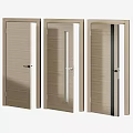 Modern Wooden Hinged Doors with Glass Panel and Stylish Handles for Interior Design
