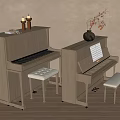 Musical Instruments And Art Supplies Interior Design Featuring Wooden Pianos Sheet Music Vase And Candlesticks