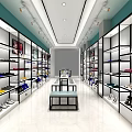 Shoe Store Interior With Organized Shelves Displayed Shoes Central Display Table Bright Lighting
