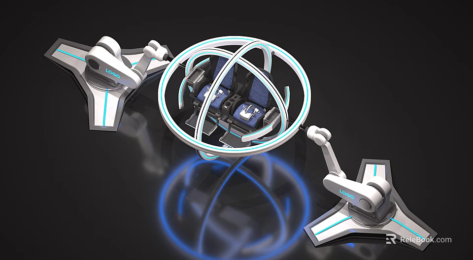 Futuristic Spherical Device With Transparent Structure And Mechanical Arms Design 3d model 