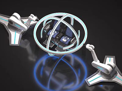 Futuristic Spherical Device With Transparent Structure And Mechanical Arms Design 3d model
