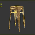 Copper Metal Stool With Four Legs And Smooth Seat Design 3d model