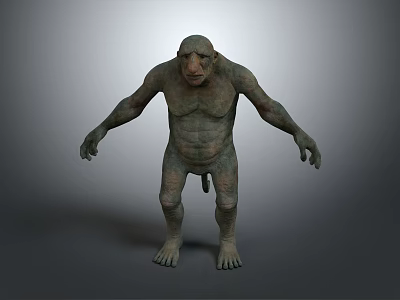 Game Movie Primitive Muscular Monster Character With Rough Skin Standing Pose 3d model