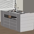 Modern White Storage Cabinet With Drawers Open Shelf And Decorative Items On Top