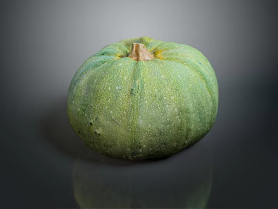 Organic Green Pumpkin Vegetable Fresh Ripe Single with Smooth Texture on Dark Background 3d model