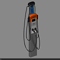 Modern EV Charging Station With Digital Display Dual Ports And Orange Panel Design