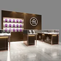 Stylish Jewelry Retail Showcase Shelves With Glass Display Counters And Logo