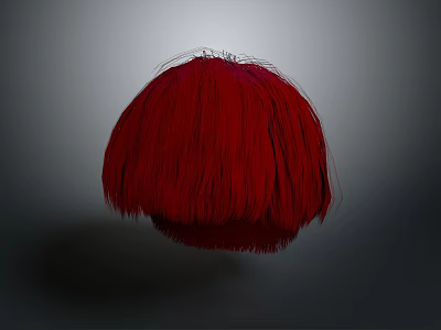 Red Organ Like Structure With Thick Hair Texture And Spherical Shape 3d model