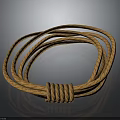 Brown Twisted Rope With Coiled Shape And Secure Knot Design Feature 3d model