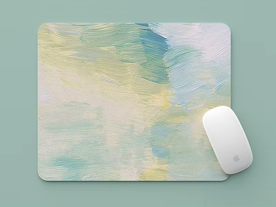 Colorful Paintbrush Style Mouse Pad with White Computer Mouse on Light Green Background 3d model