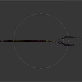 Ancient Decorative Trident Weapon With Intricate Carved Handle And Metal Prongs