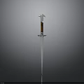 Silver Decorative Sword With Brown Handle And Sharp Steel Blade Design