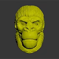 Highly Detailed Gray Ape Head 3D Model With Realistic Facial Features