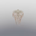 Elegant Decorative Chandelier With Brass Metal Frame And Glass Feather Hanging Ornaments