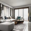 Modern Living Room Interior Design With Sofa Coffee Table Floor Lamp Armchair And Throw Pillows