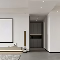 Modern Open Living Dining Room Interior With Sofa Green Plant Storage Cabinets And Pendant Light