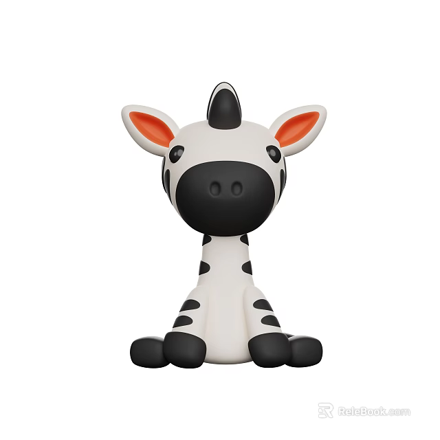 Decorative Ornament Set Featuring Cartoon Giraffe Black White Color And Orange Ears 3d model 
