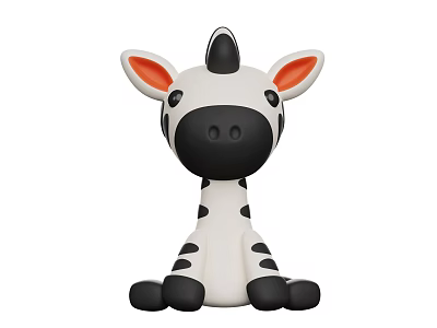 Decorative Ornament Set Featuring Cartoon Giraffe Black White Color And Orange Ears 3d model