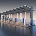 Modern Sunshade Canopy With Metal Frame And Open Exhibition Area Design