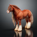 Brown Horse With Long Mane Tail And White Legs On Black Background With Reflection