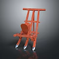 Orange Metal Garden Tool Featuring Three Pronged Base And Handle Design 3d model