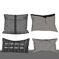Stylish Decorative Pillows with Geometric Pattern Gray Texture Tassel and Oval Stitch Design 3d model