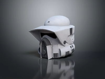 White Structured Helmet with Modern Futuristic Design for Stylish Outfits 3d model