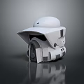 White Structured Helmet with Modern Futuristic Design for Stylish Outfits