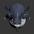 Chubby Cartoon Dragon Character 3D Model With Blue Body White Belly And Orange Wings