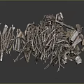 Rustic Wood and Stone Mixed Pile with Branches Logs and Stone Pieces