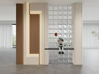 Modern Porch Partition Cabinet Glass Brick Partition Wall Scarpa Stacked Porch Partition Cabinet Entrance Porch Transparent Partition Wall 3d model