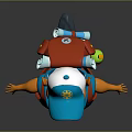 Friendly Cartoon Game Movie Character With Blue Cap Glasses Orange Shirt Blue Vest Red Backpack