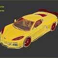 Yellow Sports Car With Sleek Design Black Accents Rear Spoiler and Shiny Exterior