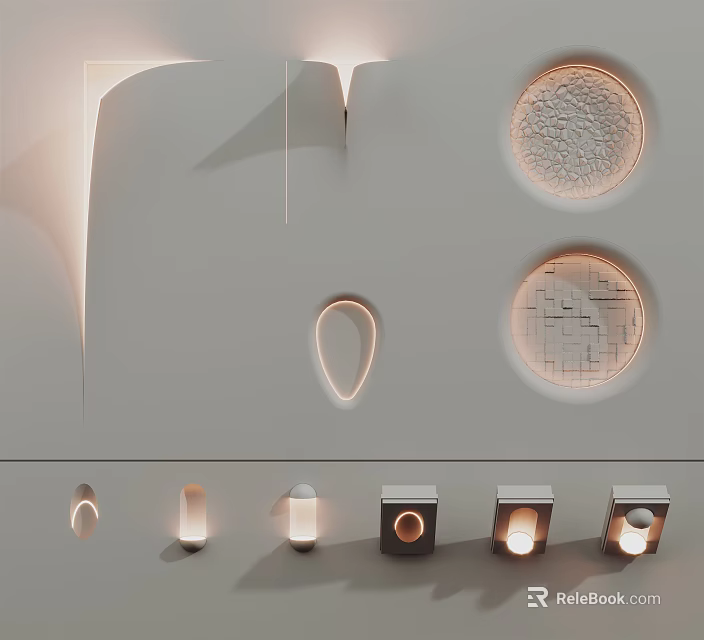 Modern Stylish Wall Lights With Different Designs And Soft Lighting For Home Decor 3d model 