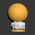 Shiny Golden Soccer Trophy With Polished Silver Base And Reflective Surface