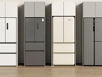 Modern Fridge Freezers With Multiple Colors And Sleek Designs For Home Kitchen 3d model