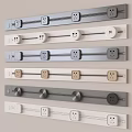 Hardware Tools Wall Mounted Track Socket Strips in Multiple Colors with Multiple Outlets 3d model