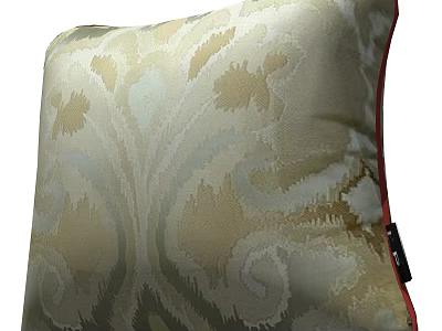 Elegant Decorative Pillow With Damask Pattern In Beige And Light Blue Tones 3d model